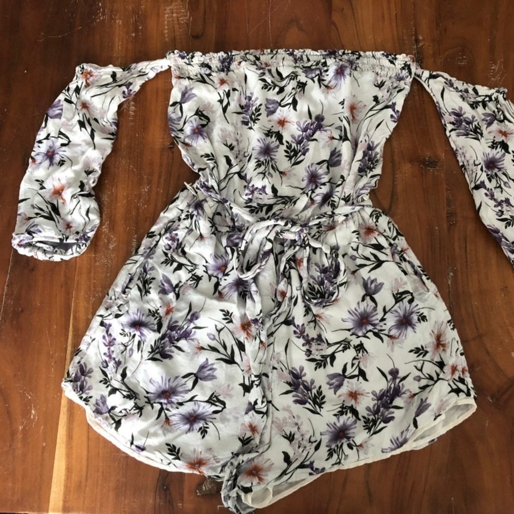 Floral Gray Romper